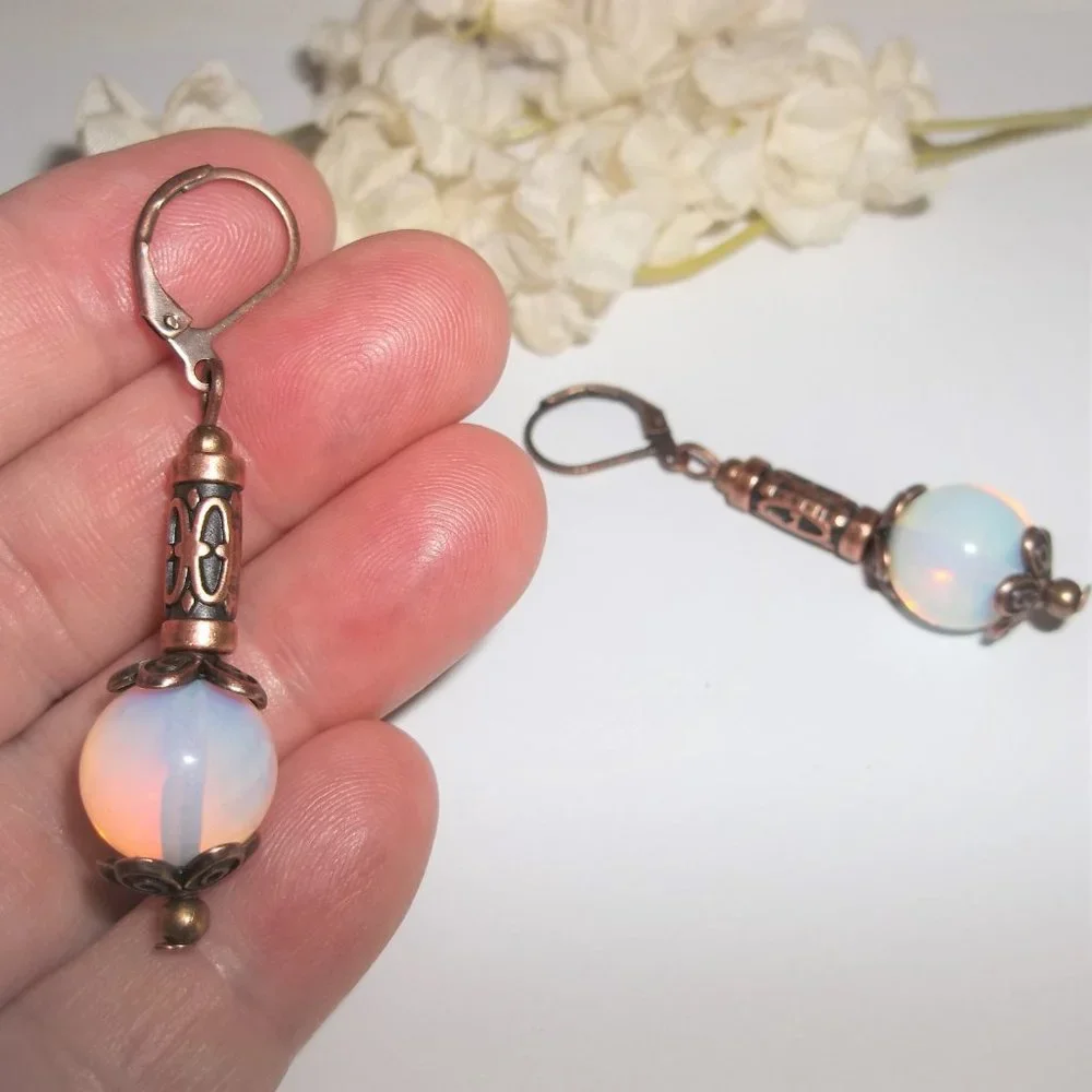 Boho Earrings, Earrings, Beaded Earrings, Earring, Moonstone Earring, NWT 7564